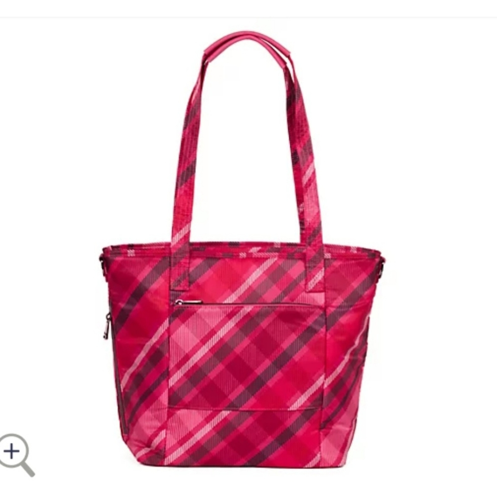 Lug Classic Medium Tote w/Crossbody Strap-Rally Berry Plaid NWT